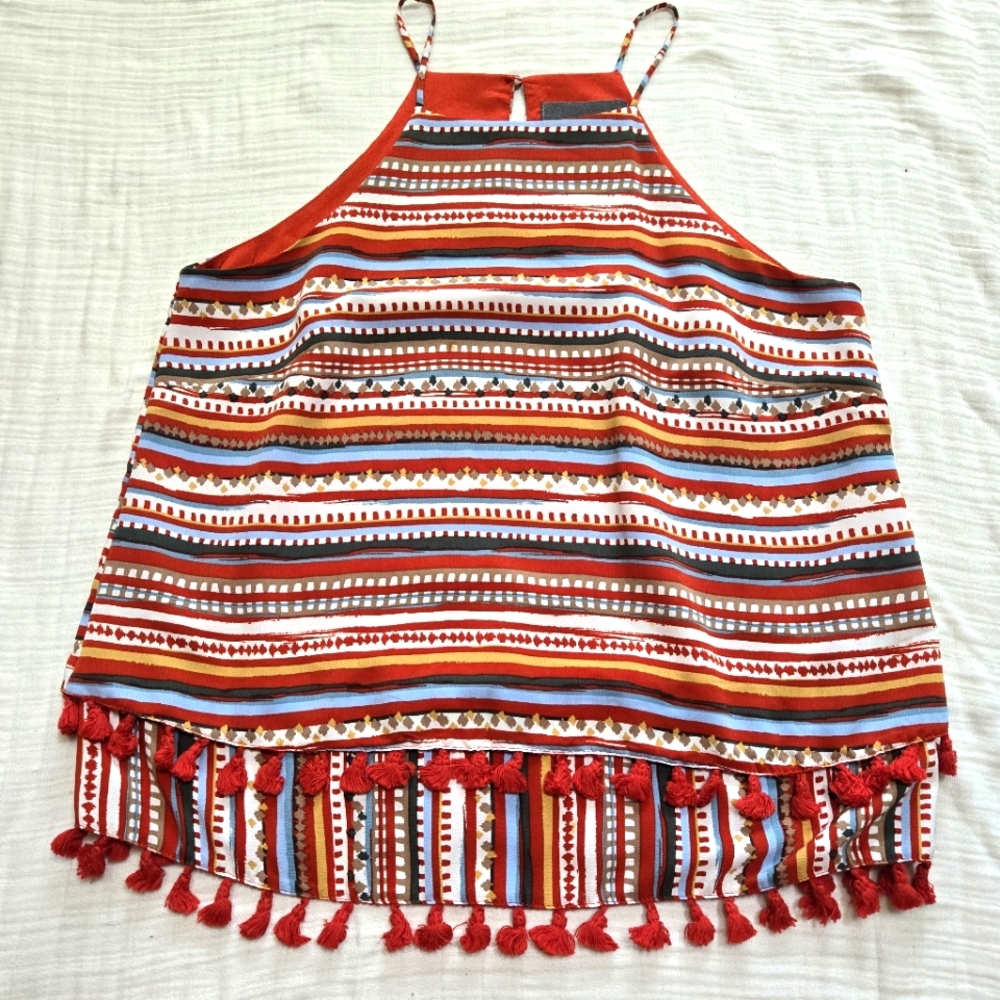 SUNDAY IN BROOKLYN (Anthropology) Medium tank top, lined double layer w/tassles